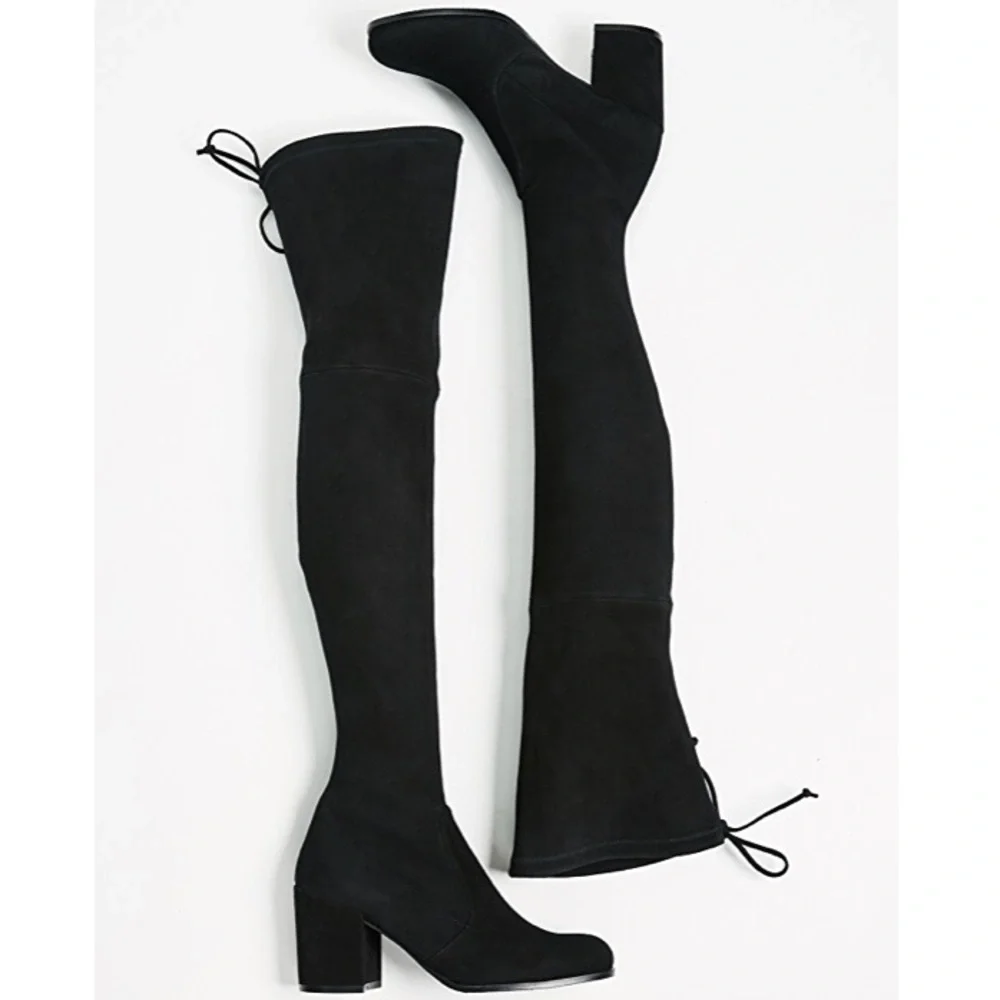 Stuart Weitzman Tieland Black Over-the-Knee Suede Boots